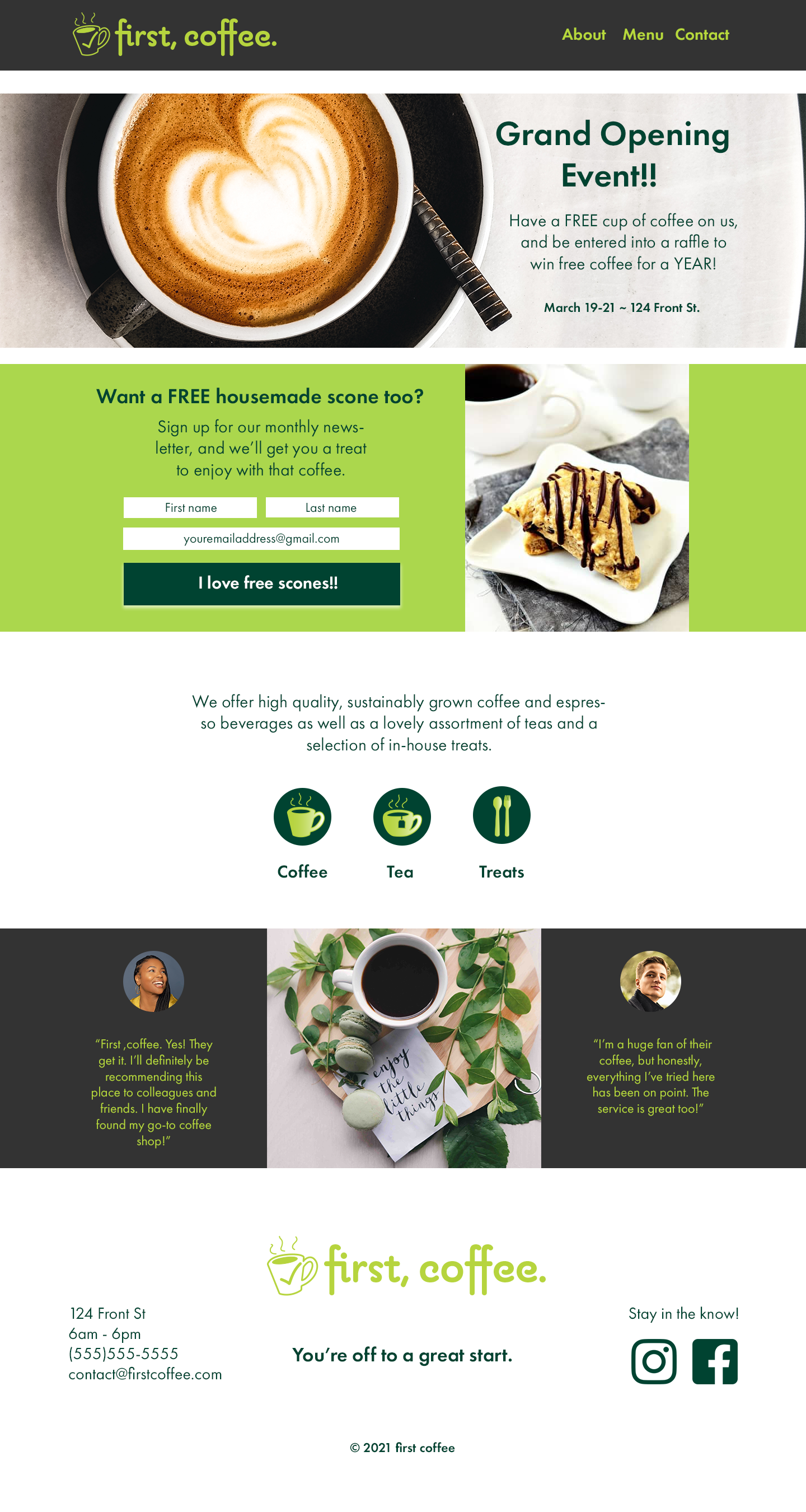 First Coffee Landing Page